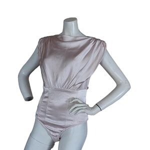 Zara Women's Elegant Pink Satin Bodysuit